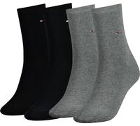 TOMMY HILFIGER Chaussettes femme, pack de 4 - Classic, bas, uni noir/gris clair 39-42