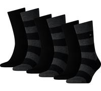 TOMMY HILFIGER Chaussettes Hommes, Lot de 6 - Rugby Sock, bas, rayures, uni/rayé Noir 39-42