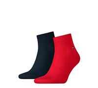 Tommy Hilfiger Quarter Chaussettes, Bleu Marine/Rouge, 39/42 (Lot de 2) Homme