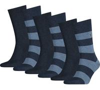 TOMMY HILFIGER Chaussettes pour hommes, lot de 6 - Rugby Sock, bas, rayures, uni/rayé bleu denim 39-42