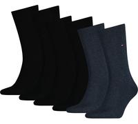 TOMMY HILFIGER Chaussettes pour hommes, pack de 6 - Classic, bas, uni Noir(2x)/Bleu 39-42