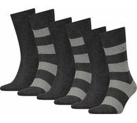 TOMMY HILFIGER Chaussettes pour hommes, pack de 6 - Rugby Sock, bas, rayures, uni/rayé Gris 43-46