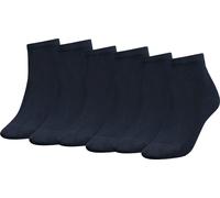 TOMMY HILFIGER Chaussettes Quarter Femme, Lot de 6 - TH, Coton, 35-42, Bleu foncé uni 39-42