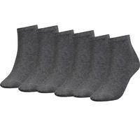 TOMMY HILFIGER Chaussettes Quarter Femme, Lot de 6 - TH, Coton, 35-42, Gris uni 35-38