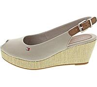 Tommy Hilfiger Chaussures Femme Semelles Compensées Espadrilles Iconic Elba Sling Back Wedge Talon Compensé, Beige (Stone), 37 EU