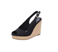 Tommy Hilfiger Chaussures Femme Semelles Compensées Espadrilles Iconic Elena Sling Back Wedge Talon Compensé, Noir (Black), 37 EU