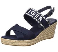 Tommy Hilfiger Chaussures Femme Semelles Compensées Espadrilles Seasonal Webbing Mid Wedge Talon Compensé, Bleu (Space Blue), 40 EU