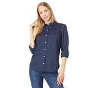 Tommy Hilfiger Chemise à Boutons Unie et Manches réglables pour Femme avec col boutonné, Sky Captain, XS