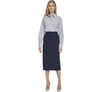 Tommy Hilfiger Chemise boutonnée à Manches Longues pour Femme, Bleu Nuit/Ivoire, M