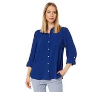 Tommy Hilfiger J2HM7530-DSE-M Chemise à Bouton Bas, Deep Sea, M Femme