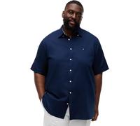 Tommy Hilfiger Chemise BT-Cl Linen BLND Solid SS RF S-B MW0MW44062 S/S pour Homme, Bleu, 3XL
