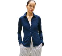 Tommy Hilfiger Chemise Femme 1985 Slim avec Col Pointu, Bleu (Dark Night Navy), L
