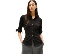 Tommy Hilfiger Chemise Femme 1985 Slim avec Col Pointu, Noir (Black), M