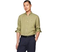 Tommy Hilfiger Chemise Homme Chemise en Lin, Vert (Faded Olive), XS