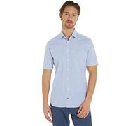 Tommy Hilfiger Chemise Homme Cl STR Fine Poplin STP Shirt S/S Manches Courtes, Bleu (Optic White/Ultra Blue), 46