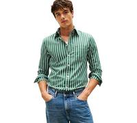 Tommy Hilfiger Chemise Homme Flex Poplin Ground Stripe Regular Fit, Vert (Ornamental Green/Stripe), XXL