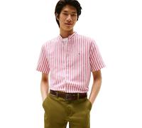 Tommy Hilfiger Chemise Homme Linen Blend Mao avec Col Officier, Multicolore (Vintage Rosy/White), M