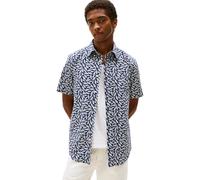 Tommy Hilfiger Chemise Homme Linen Blend Print Manches Courtes, Multicolore (Carbon Navy/Allover), M