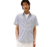 Tommy Hilfiger Chemise Homme Linen Blend Print Manches Courtes, Multicolore (White/Allover), M