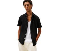 Tommy Hilfiger Chemises à Manches Courtes en Popeline pour Homme, Coupe Droite, Chemises boutonnées pour Homme, Noir, Taille XL