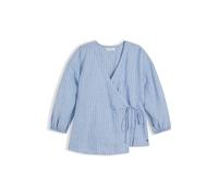 TOMMY HILFIGER Chemisier 'Relaxed Fit Pure Wrap Blouse' beige / bleu marine / bleu clair, Taille 4XL