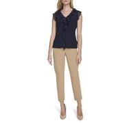 Tommy Hilfiger Chemisier sans Manches Mix Media à Volants sur Le Devant pour Femme, Midnight, M