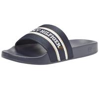 Tommy Hilfiger Claquettes Femme Hilfiger Poolslide With Webbing Sandales de Bain, Bleu (Space Blue), 37