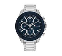 Tommy Hilfiger Montre homme 1792080 – Analogique multifonction Quartz, bracelet acier argenté