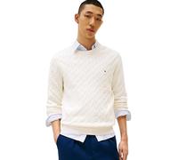 Tommy Hilfiger Classic Cotton Cable Crew Neck Mw0Mw33132 Pull-Over, Yellow (Ivory Petal), L Homme