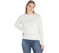 Tommy Hilfiger CO Cable C-NK Sweater WW0WW41142 Pulls, Blanc (Ecru), L Femme