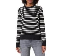Tommy Hilfiger CO Cable Fine GG C-NK LS Sweater WW0WW44993 Pull pour Femme Noir (Black/Calico Multi STP), L, Noir (Black/Calico Multi STP), L