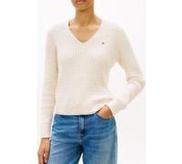 Tommy Hilfiger Co Cable Fine Gg V-neck Heather Ivory Petal Taille: S | Pulls Outlet | Femme | Blanche