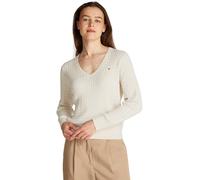 Tommy Hilfiger Pull-over Co Cable Fine GG V-NK Ls SWT WW0WW44987 Beige (Heather Ivory Petal) L Femme