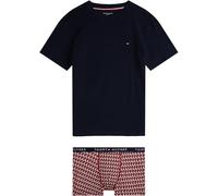 Tommy Hilfiger Coffret Cadeau Garçon Boxed T-Shirt Manches Courtes & Caleçon, Multicolore (Desert Sky/Flag Geo AOP), 8-10 Ans