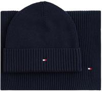 Tommy Hilfiger Coffret Cadeau Homme Flag Écharpe et Bonnet, Bleu (Space Blue), Taille Unique