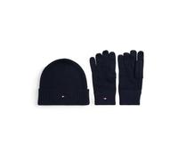 Tommy Hilfiger Coffret Cadeau Homme Flag Écharpe et Bonnet, Bleu (Space Blue), Taille Unique