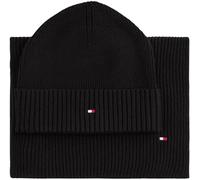 Tommy Hilfiger Coffret Cadeau Homme Flag Écharpe et Bonnet, Noir (Black), Taille Unique