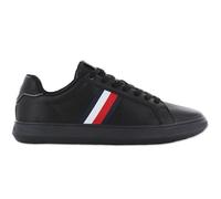 Tommy Hilfiger Corporate Leather Cup Stripes - Hommes Sneakers Baskets Chaussures Noir FM0FM04732BDS 40