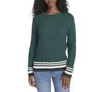Tommy Hilfiger Cotton Crewneck Cable Sweater Pull-Over, Forest Multi, M Femme