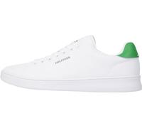 Tommy Hilfiger Court Cupsole Pique Textile, Baskets à Semelle Cuvette, White/Olympic Green,