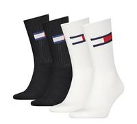 Tommy Hilfiger Crew Chaussettes, Blanc/Noir, 39/42 (Lot de 4) Unisexe
