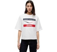 Tommy Hilfiger Dames T-Shirt Manches Courtes TH X Cadillac F1 Chevron Boxy Fit, Blanc (White), S