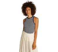 Tommy Hilfiger Débardeur Ajusté Femme Rib Top Stretch, Multicolore (Dark Night Navy/Ecru STP), 3XL