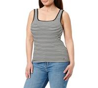 Tommy Hilfiger Débardeur Femme Slim Côtelé, Multicolore (Ecru/Black Fine STP), XS