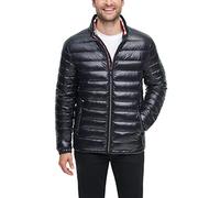 Tommy Hilfiger Doudoune en duvet ultra loft résistant à l'eau pour homme, Noir effet mouillé, Large