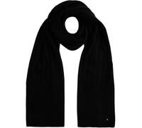 Tommy Hilfiger Écharpe Femme Flag Fluffy Côtelée, Noir (Black), Taille Unique