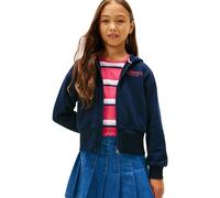 Tommy Hilfiger EMB High Rib Hem Zip Thru Kg0kg08988 Sweat à Capuche et Fermeture éclair, Bleu Marine (Dark Night Navy), 8 Ans pour Filles, Bleu Marine (Dark Night Navy), 8 Ans
