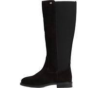 Tommy Hilfiger Bottines Chelsea Fw0fw09574High en daim avec drapeau en émail pour femme, Black, 36 EU