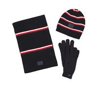 Tommy Hilfiger Ensemble Bonnet, Gant et écharpe pour Homme, Rayures Ciel du désert, Taille Unique