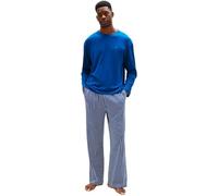 Tommy Hilfiger Ensemble Pyjama Homme Jersey Print Manches Longues, Bleu (Deep Indigo/Blue Dense Stripe), XS